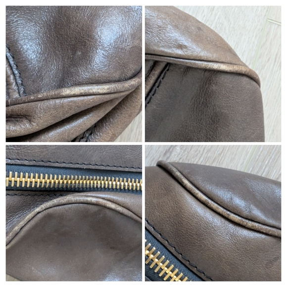 Temperley London Leather Luxury HandBag Bag Zip Y2K 90s Gold Tone Brown READ - Picture 10 of 15